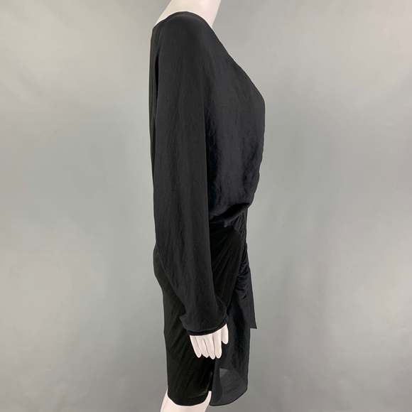 NINA RICCI Grey Black Modal Mixed Fabrics Dolman Sleeve Dress - Picture 2 of 5